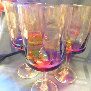 PAIR of  ACRYLIC RAINBOW WINE/WATER GLASSES